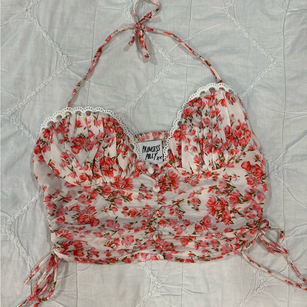 Princess Polly floral side-tie halter - Picture 1 of 3